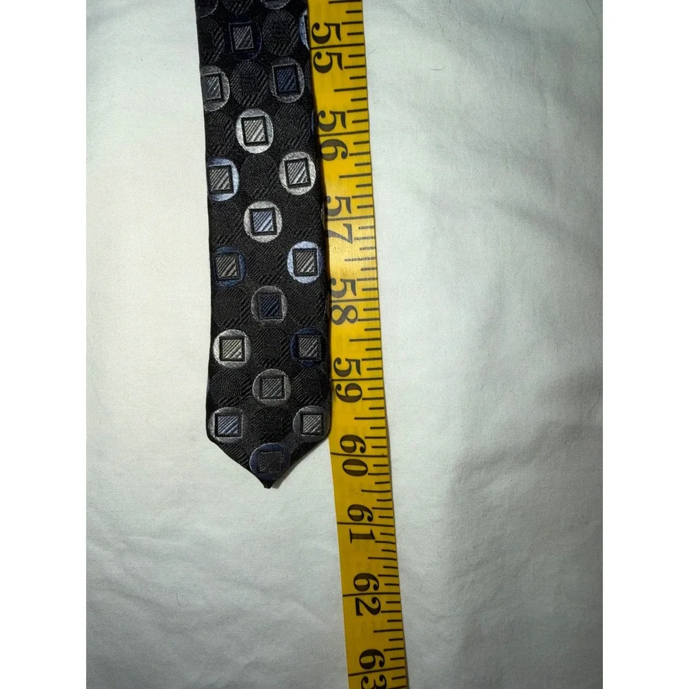 Michael Kors Mens Silk Necktie Black Silver Blue Geometric Tie‎ Gentleman